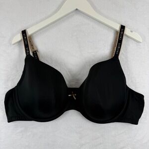 Cacique Black Lightly Lined T-Shirt Bra Logo Straps Underwire 46C 594886-594887